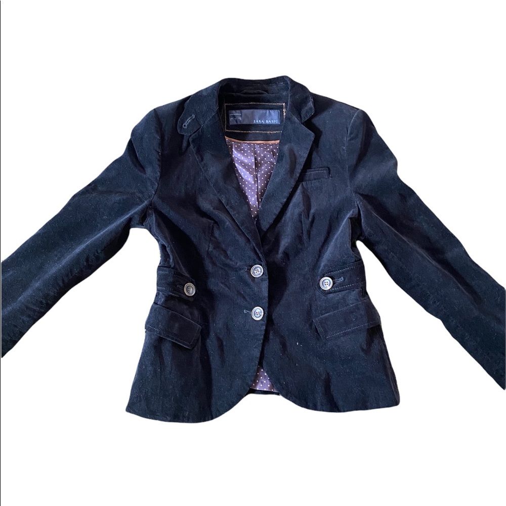 Zara Basic Women's Black Velvet Blazer Jacket Size Medium